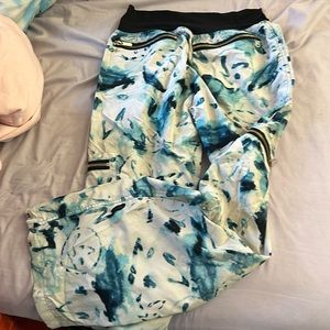 Blue, black and white Zumba pants